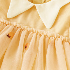 Dave&Bella Toddler Girls Autumn Adorable Orange Princess Mesh Dress(wallet bag)