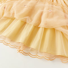 Dave&Bella Toddler Girls Autumn Adorable Orange Princess Mesh Dress(wallet bag)