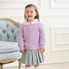 Dave&Bella Girls 2025 Preppy Knit Sweater Cardigans – Versatile & Stylish