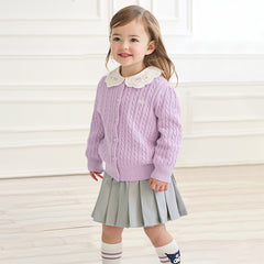 Dave&Bella Girls 2025 Preppy Knit Sweater Cardigans – Versatile & Stylish