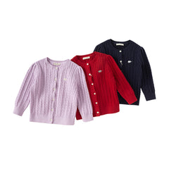 Dave&Bella Girls 2025 Preppy Knit Sweater Cardigans – Versatile & Stylish