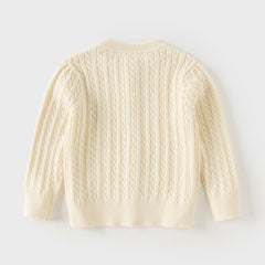 Dave&Bella Kid Girls Light Pink/Beige Classic Breathable Cotton Sweater Cardigans