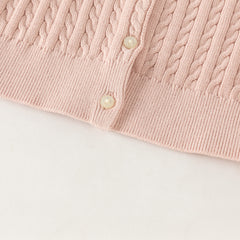 Dave&Bella Kid Girls Light Pink/Beige Classic Breathable Cotton Sweater Cardigans