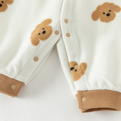 Dave&Bella Baby Girls/Boys Playful Multi-print Soft Fleece One-Pieces Cozy Romper