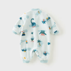 Dave&Bella Baby Girls/Boys Playful Multi-print Soft Fleece One-Pieces Cozy Romper