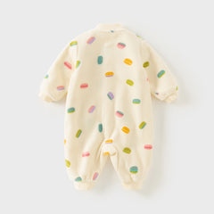 Dave&Bella Baby Girls/Boys Playful Multi-print Soft Fleece One-Pieces Cozy Romper