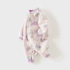 Dave&Bella Baby Girls/Boys Playful Multi-print Soft Fleece One-Pieces Cozy Romper