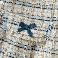 Dave&Bella Toddler Girls Autumn Elegance Grey Blue A-line Party Dress(wallet bag)