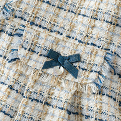 Dave&Bella Toddler Girls Autumn Elegance Grey Blue A-line Party Dress(wallet bag)