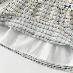 Dave&Bella Toddler Girls Autumn Elegance Grey Blue A-line Party Dress(wallet bag)