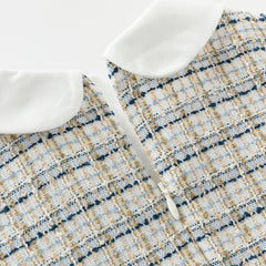 Dave&Bella Toddler Girls Autumn Elegance Grey Blue A-line Party Dress(wallet bag)