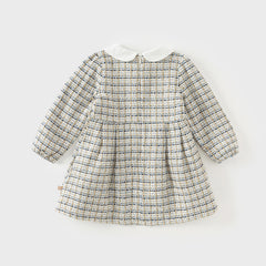 Dave&Bella Toddler Girls Autumn Elegance Grey Blue A-line Party Dress(wallet bag)