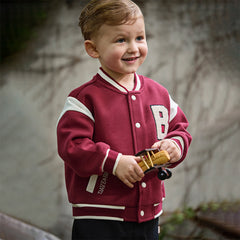 Dave&Bella Toddler Boys Autumn Wine Red Outdoor Jackets