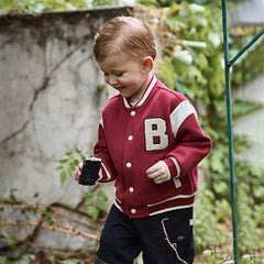 Dave&Bella Toddler Boys Autumn Wine Red Outdoor Jackets