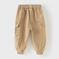 Dave&Bella Boys Autumn Cotton Khaki Casual Drawstring Cargo Pants