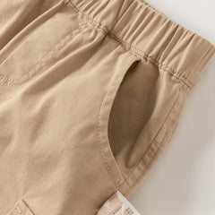 Dave&Bella Boys Autumn Cotton Khaki Casual Drawstring Cargo Pants