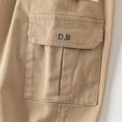Dave&Bella Boys Autumn Cotton Khaki Casual Drawstring Cargo Pants