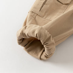 Dave&Bella Boys Autumn Cotton Khaki Casual Drawstring Cargo Pants