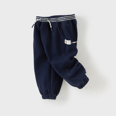 Dave&Bella Boys Autumn Casual Sport Navy Blue Drawstring Joggers Pants
