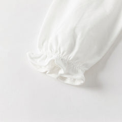 Dave&Bella Toddler Girls Autumn Sweet White Cotton Little Rabbit Print T-shirts Tops