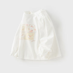 Dave&Bella Toddler Girls Autumn Sweet White Cotton Little Rabbit Print T-shirts Tops