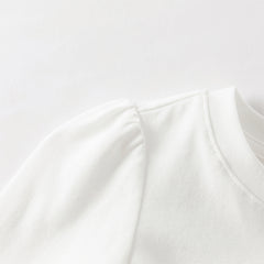 Dave&Bella Toddler Girls Autumn Sweet White Cotton Little Rabbit Print T-shirts Tops