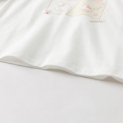 Dave&Bella Toddler Girls Autumn Sweet White Cotton Little Rabbit Print T-shirts Tops