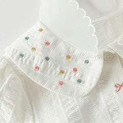 Dave&Bella Girls Autumn Cotton Doll Collar Elegance White Blouse T-shirt Top