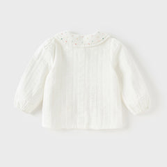 Dave&Bella Girls Autumn Cotton Doll Collar Elegance White Blouse T-shirt Top