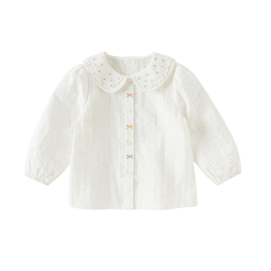 Dave&Bella Girls Autumn Cotton Doll Collar Elegance White Blouse T-shirt Top