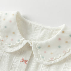 Dave&Bella Girls Autumn Cotton Doll Collar Elegance White Blouse T-shirt Top