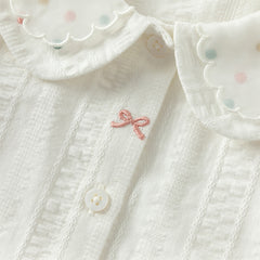 Dave&Bella Girls Autumn Cotton Doll Collar Elegance White Blouse T-shirt Top