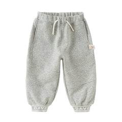 Dave&Bella Toddler Boys Autumn Outdoor Grey Sports Drawstring Pants