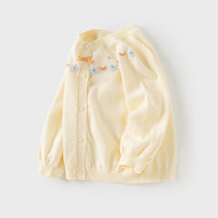 Dave&Bella Girls Autumn Vivid Cotton Yellowr Long-sleeved Cardigan Coats