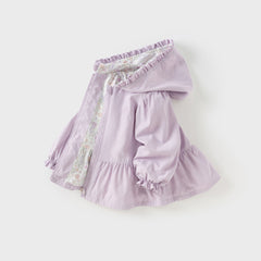 Dave&Bella Girls Autumn Purple Outwear Long Sleeve Sweet Warm Hooded Coat