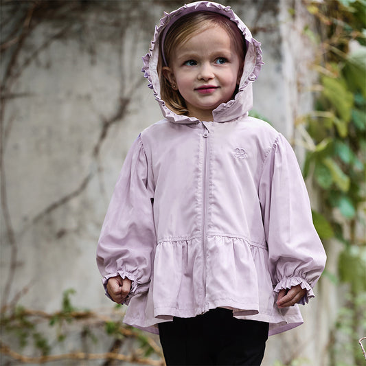 Dave&Bella Girls Autumn Purple Outwear Long Sleeve Sweet Warm Hooded Coat