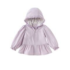 Dave&Bella Girls Autumn Purple Outwear Long Sleeve Sweet Warm Hooded Coat