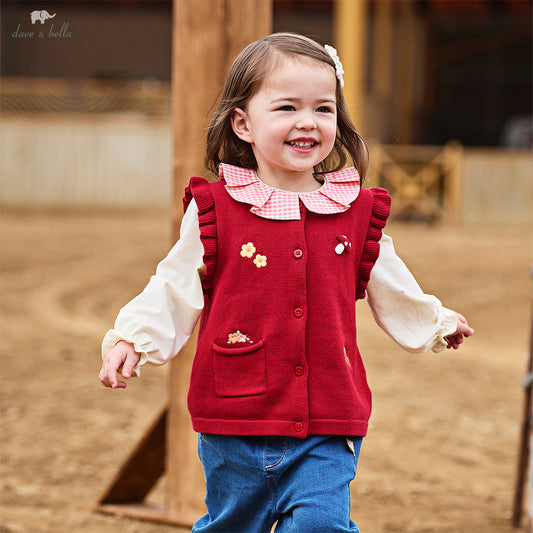 Dave&Bella Girls Autumn Adorable Cotton Outdoor Sleeveless Vests Top