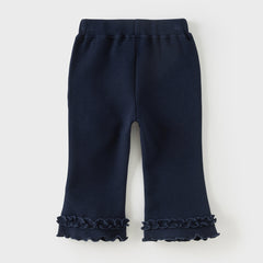 Dave&Bella Toddler Girls Grey/Navy Blue Casual Straight-leg Pants