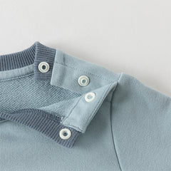 Dave&Bella Boys Autumn Leisure Smoke Blue Hooded Sweatshirt Top Pants Set