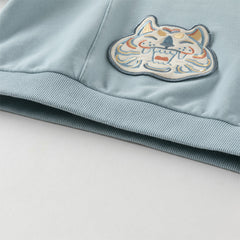 Dave&Bella Boys Autumn Leisure Smoke Blue Hooded Sweatshirt Top Pants Set