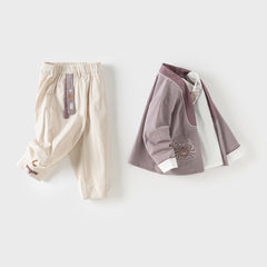 Dave&Bella Boys Autumn Chinese Style Cotton Casual T-shirt Pant Set