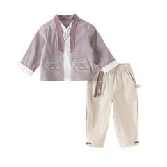Dave&Bella Boys Autumn Chinese Style Cotton Casual T-shirt Pant Set