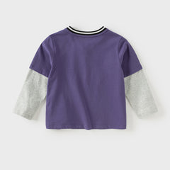 Dave&Bella Toddler Boys Autumn Cotton Cartoon Print T-shirt Tops