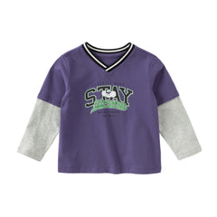 Dave&Bella Toddler Boys Autumn Cotton Cartoon Print T-shirt Tops