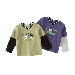 Dave&Bella Toddler Boys Autumn Cotton Cartoon Print T-shirt Tops