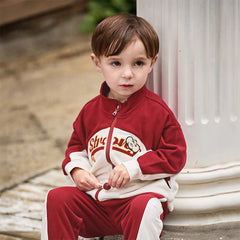 Dave&Bella Toddler Boys Autumn Dark Red Sports Coat Pants Suits Sets