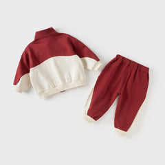 Dave&Bella Toddler Boys Autumn Dark Red Sports Coat Pants Suits Sets