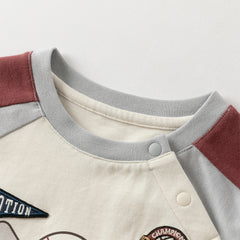 Dave&Bella Boys Autumn Red Cotton Breathable T-shirt Top