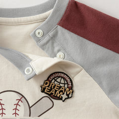 Dave&Bella Boys Autumn Red Cotton Breathable T-shirt Top